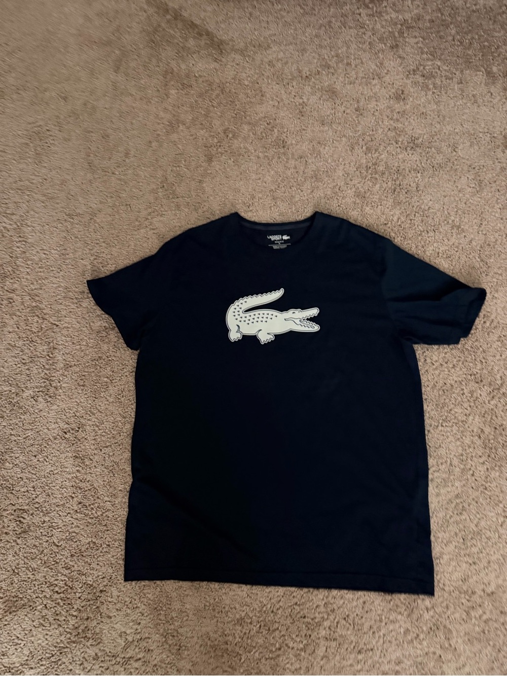 Lacoste Navy Sport Crewneck Tee with White Croc Graphic